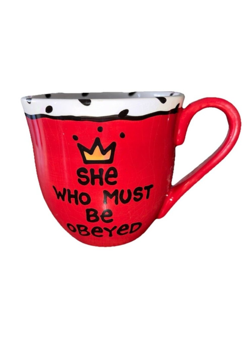 Lorrie Veasey Queen She Who Must Be Obeyed “Our Name Is Mud” Large Red Mug